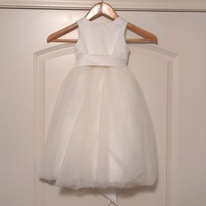 David's Bridal White Flower Girl Dress with Tulle Skirt
